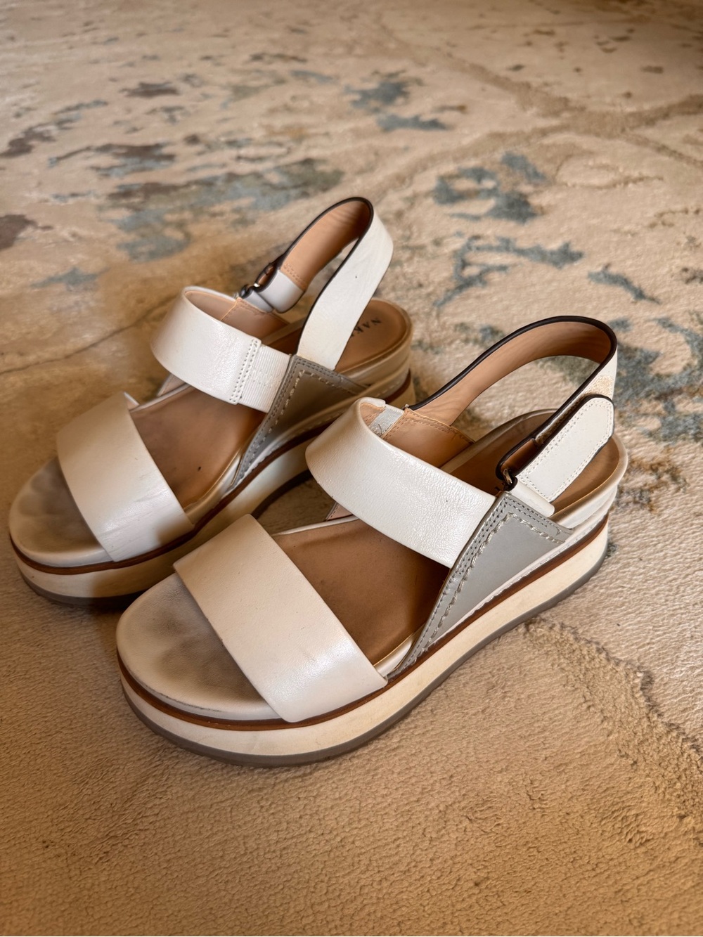 Naked Feet Women’s White Platform Sandals - Comfortable Slingback Wedge